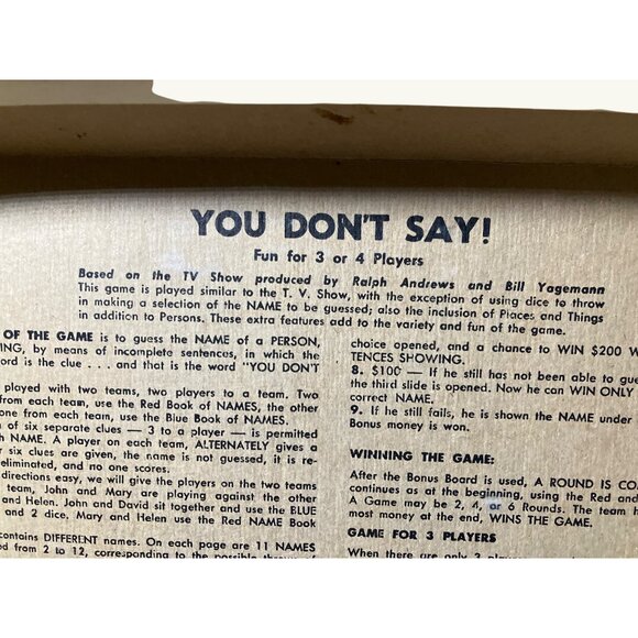 Milton Bradley Vintage 1963 "You Don't Say!" Game - Picture 7 of 11